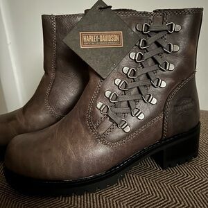 Harley-Davidson Dark Brown/Taupe/Grey Leather Footwear- New w tags